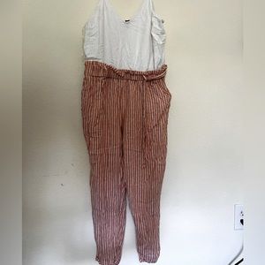 Shinestar Orange and White Striped Jumpsuit